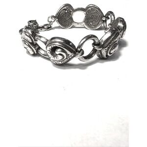 Brighton Silver Penelope Scroll Heart Link Bracelet Adjustable Lobster Clasp